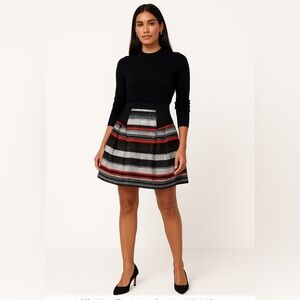 Milly Black White Red Metallic Striped A-Line Mini Skirt – Size 6